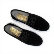 Εικόνα της Ανδρικά Δερμάτινα Loafers Καστόρ με Κορδόνι και Λευκή Σόλα Μαύρο