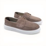 Εικόνα της Ανδρικά Δερμάτινα Loafers Καστόρ με Κορδόνι και Λευκή Σόλα Πούρο