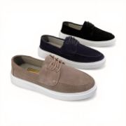 Εικόνα της Ανδρικά Δερμάτινα Loafers Καστόρ με Κορδόνι και Λευκή Σόλα Πούρο