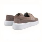 Εικόνα της Ανδρικά Δερμάτινα Loafers Καστόρ με Κορδόνι και Λευκή Σόλα Πούρο