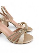 Εικόνα της Πέδιλα με Γκλιτερ Στρας και Χοντρό Τακούνι Χρυσό