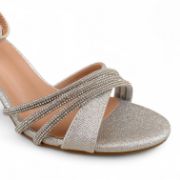 Εικόνα της Πέδιλα με Γκλιτερ Στρας και Χοντρό Τακούνι Ασημί