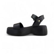 Εικόνα της Δερμάτινες Πλατφόρμες Flatforms με Φάσα Μαύρο