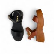 Εικόνα της Δερμάτινες Πλατφόρμες Flatforms με Φάσα Μαύρο