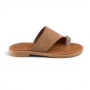 Εικόνα της Παντόφλες Flat με Toe Ring Μπεζ