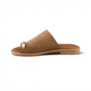 Εικόνα της Παντόφλες Flat με Toe Ring Μπεζ