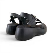 Εικόνα της Δερμάτινες Πλατφόρμες Flatforms με Λοξό Λουρί Μαύρο