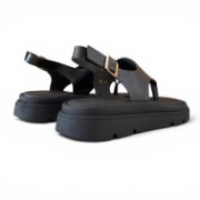 Εικόνα της Σανδάλια Flatforms με Δάχτυλο και Χρυσό Διακοσμητικό Μαύρο