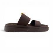 Εικόνα της Παντόφλες Flatforms Δίσολες με Διπλή Φάσα και Μεταλλικό Διακοσμητικό Καφέ